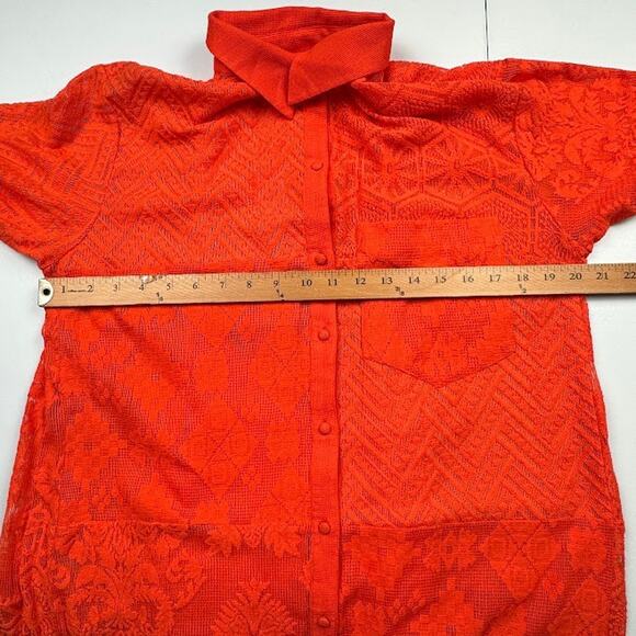 Maeve Anthropologie Dress Womens Small Orange Lace Button Shirt Midi Boho Beach - Picture 10 of 13